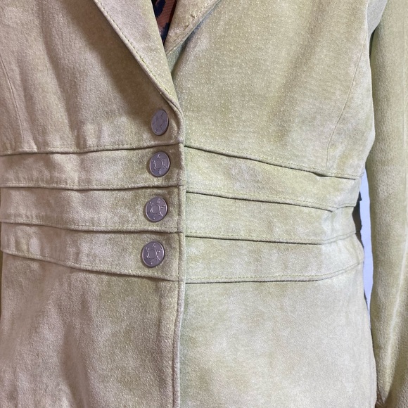Light green 100% Leather/suede Long Sleeve Jacket. Size L. - Picture 7 of 15